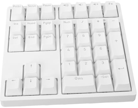 Jectse Teclado Numérico de 34 Teclas, Teclado Numérico Retroiluminado RGB Mecánico con Cable, Interruptor Azul, Diseño de Escalón de Escalera, Antidecoloración, Compatible con (White)