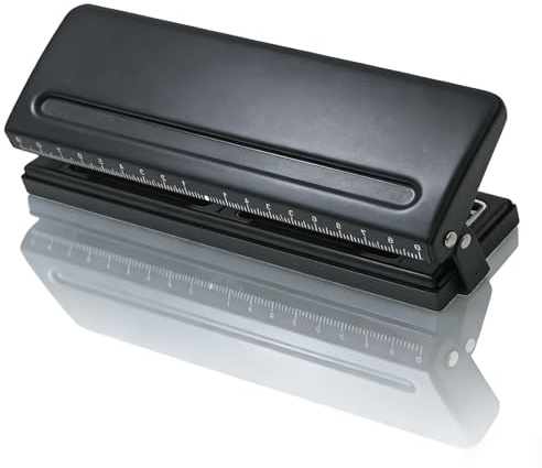 Einstellbarer Locher aus Metall, 6-LochLocher mit Skala, Lochers fur Ordner Büro,Metalllocher für Tagesplaner, Binder Nachfüllseiten, A5/ A6/A7
