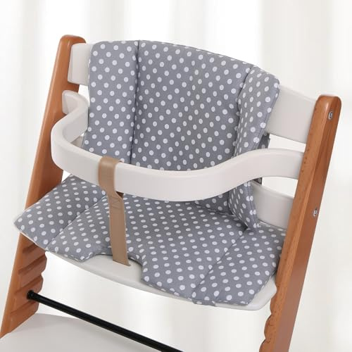 GOEDCH 24x23x4cm Réducteur de siège de Chaise Haute: Petit Coussin de siège bébé à Pois Gris, en Coton, Doux et Confortable, pour Chaise Haute et Chaise Enfant