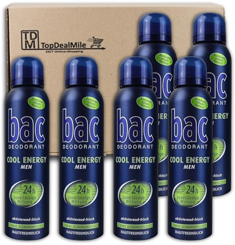 TopDealMile- Förvaringspaket – för deodorant av bac deodorantspray Energy for Men 6 x 150 ml