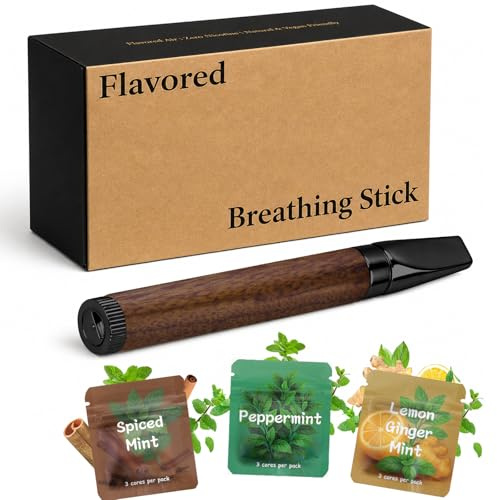 Entraîneur respiratoire à résistance réglable avec filtre de goût interchangeable pour apaiser et soulager le stress Arrêter de Fumer Portable de Respiration: Relaxation par les Arômes Naturels