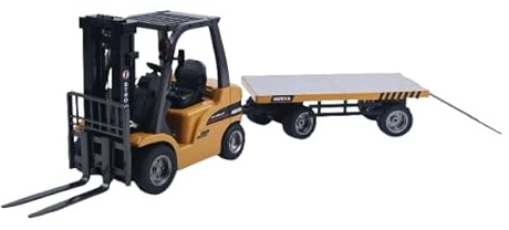 TOUCAN RC HOBBY HUINA 1/10 2 assi per rimorchio a piano di sollevamento manuale per carrello elettrico con telecomando 1/14, modello di carrelli elevatori con effetto luminoso e suono