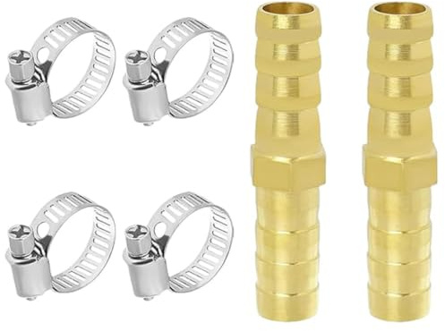 Lot de 4 Raccords Tuyau 16mm Laiton Massif Acier Inoxydable Poli 8mm | Adaptateur Cannelé Droit, Pour Hydraulique, Robuste, Étanche, Quatre Unités, Set, Universel, Pratique, Connexion