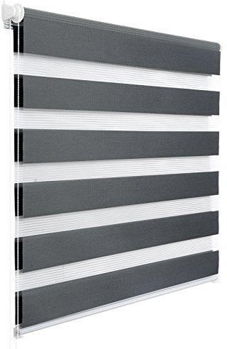WOLTU Doppelrollo Klemmfix ohne Bohren Dunkelgrau B120 x H150 cm, Duo Rollo lichtdurchlässig Fensterrollo für innen verdunkelnd, Zebrarollo mit Kettenzug - Seitenzugrollo für Fenster und Tür