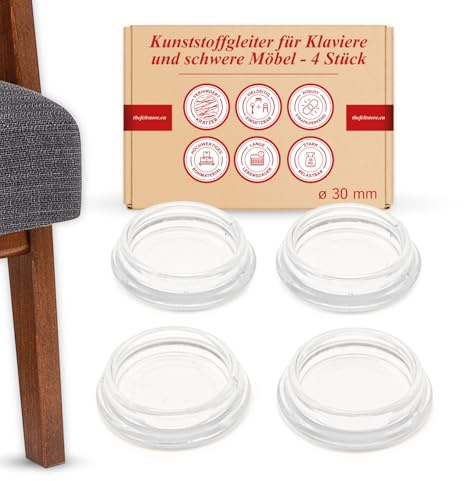 Möbeluntersetzer für schwere Möbel, rund, transparent, 4 Stück, 30 mm Innendurchmesser – Bodenschoner für Sofa, Klavier und Möbel, bis 140 kg pro Set