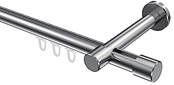 INTERDECO Innenlauf-Gardinenstange 20 mm, moderne Innenlaufstange aus Metall, Chrom, zur Wandmontage, Typ 10213125, 100 cm