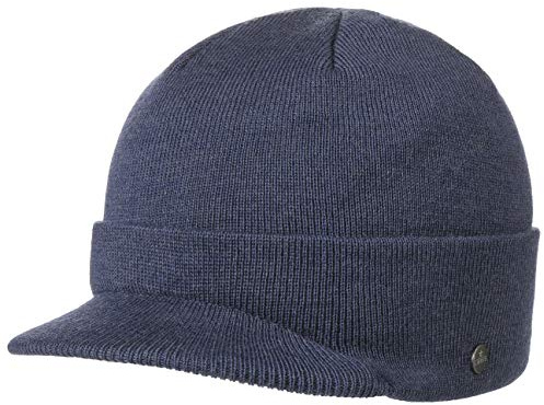 LIERYS Fine Merino Strickcap Damen Herren Wintermütze aus Merinowolle Mütze mit Schirm Herbst Winter