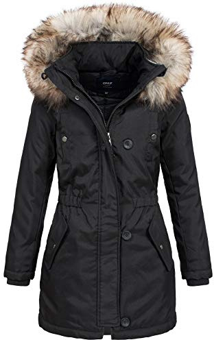 ONLY Damen Winterjacke Parka Kurzmantel ONLIris mit Kapuze black XXL