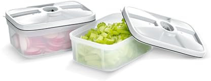 SEVERIN Vakuumierbehälter, nachhaltiger Vakuumierbehälter mit 0,75 L Volumen pro Behälter, 2 Set, Durchsichtig, Kunststoff, Küchengeräte, ZB 3620