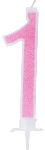 Candelina Numerale Glitter Fucsia n.1