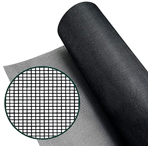 Edelstahlgewebe Rolle 140 x 1000 cm – Edelstahl Drahtgitter 1,4 x 1,4 mm | Fadenstärke 0,25 mm, schwarz kunststoffummantelt, wetterfest, Lichtschachtabdeckung, Insektenschutz, Terrarienbau