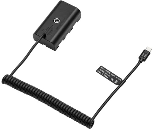 HangTon 9V 12V PD USB C à NP-F970 F570 F550 Batterie factice Adaptateur Secteur coupleur CC pour Moniteur Atomos Shogun Inferno Ninja, lumière LED