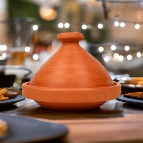 Tajine original du Maroc pour 1 à 2 personnes, Ø 26 cm, fait et fabriqué à la main à Marrakech, sans substances nocives, non émaillé