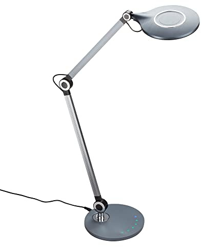 Briloner Leuchten - LED Schreibtischleuchte, Tischlampe mit Touchfunktion, stufenlos dimmbar, dreh- und schwenkbar, Farbtemperatursteuerung, 9 Watt, 930 Lumen, Anthrazit, 200x740mm (DxH)