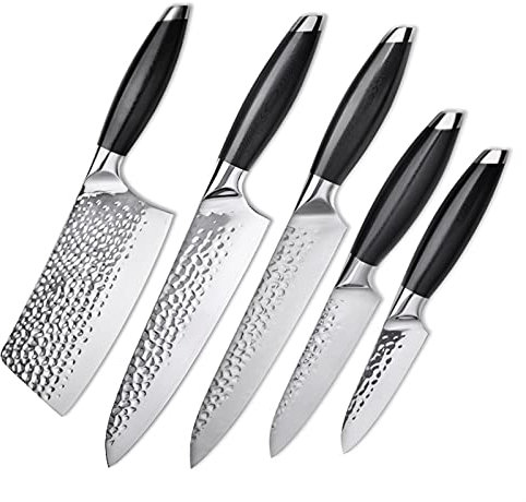 Cuchillos de cocina Set de cuchillos de acero inoxidable 440C Santoku Sliqueing Cleaver Cutter Cutter Fruit Cuchillo Cocinero Cuchillos Herramienta Cuchillo de cocina (Color : Black Color)