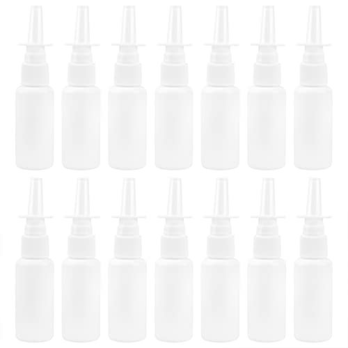 AUEAR, Paquete de 15 botellas de aerosol nasal de plástico blanco de 30 ml, rellenables, para niebla, nariz, pulverizadores de niebla, atomizadores, envase de agua para viajes al aire libre
