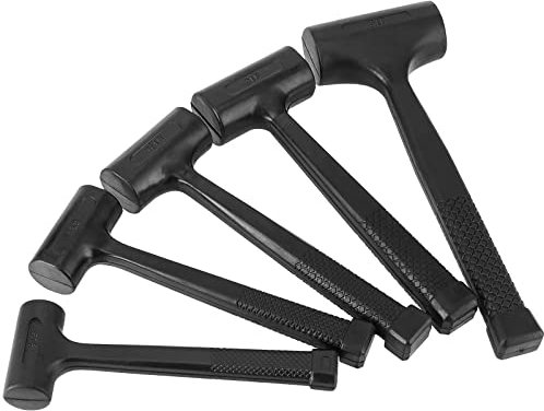 HEIHAK 5-teiliges Totschlaghammer-Set, 0,2 kg, 0,5 kg, 0,7 kg, 0,9 kg, 1,4 kg, rückprallfester Gummihammer mit rutschfestem Griff, nicht beschädigendes und funkelndes Design