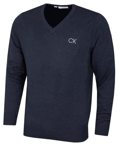 Calvin Klein Golf Hombre con Cuello en V Tour Suéter - Marga Azul Marino - XL