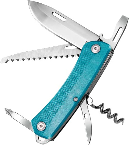 ZIMAIC Taschenmesser - Multitool Messer 7-in-1 Taschenmesser - Aus Edelstahl - Für Camping Angeln Outdoor Survival Heimwerken - Geschenk für Männer/Vatertag(Blau)