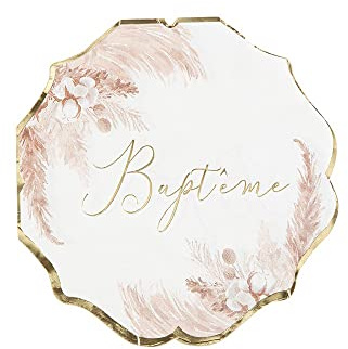 Générique - 16 SERVIETTES PAPIER BAPTÊME PAMPA FLEUR DE COTON