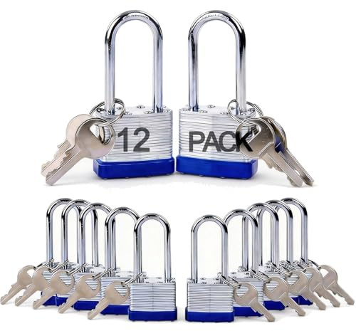 SEPOX® 14 St Set Laminerade Hänglås Med Samma Nyckel - Härdat Stål, Lång Schackel, 1-9/16 Tum (40 mm) Tungt Stål Låskropp - 2 Stora Nycklar Per Lås - Bra Som Skåplås