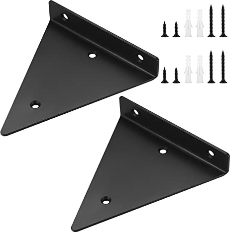 2 pièces de supports de rangement flottants (14 cm x 13 cm), supports muraux triangulaires invisibles, supports muraux cachés pour étagère, supports muraux métalliques robustes pour étagère de