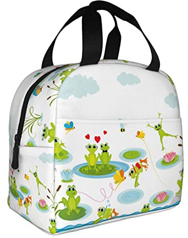 XVBCDFG Bolsas de almuerzo con estampado de ranas de verano para hombres y mujeres, fiambreras, fiambreras reutilizables aisladas, pequeñas fiambreras Bento,