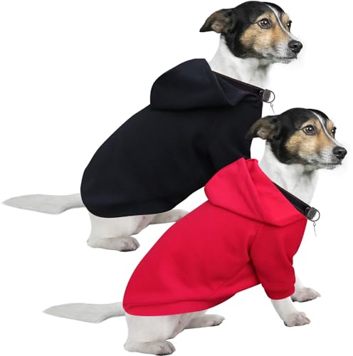 HuaLiSiJi Kapuzenpulli für Hunde Hundepullover Kleine Hunde Chihuahua Kleidung Welpen Hunde Hoodie, Warm und Leicht, Mit Einer Weichen Textur, Leicht zu Tragen und Hellen Farben (XXL, Schwarz+Rot)
