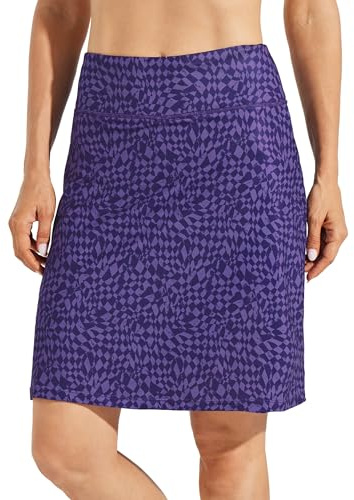 WILLIT Damer 50 cm kjolar golf knälång tenniskjolar sportig casual skorts väska UVA-skydd, rutig, XL