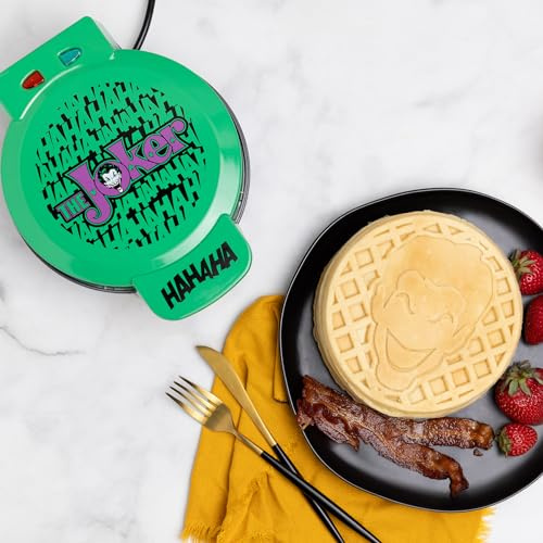 Uncanny Brands DC Comics The Joker Waffle Maker – Makes Joker Waffles – Fun Kitchen Appliance – Non-Stick, Compact and Easy to Use