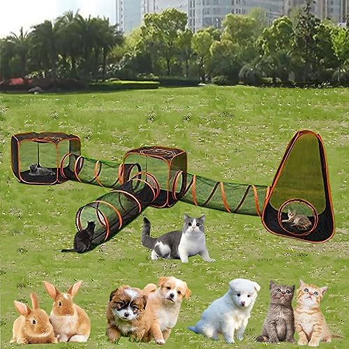 IMIDIA Tragbares Gehege für Kleintiere, Katzengehege Outdoor, Welpenauslauf, Großer Katzentunnel Faltbar, für Katzen, Kaninchen, Frettchen und Kleintiere DIY auf Vielfältige Weise