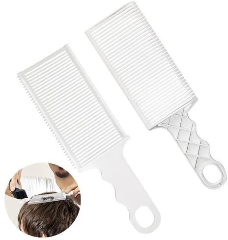 FZGLHQQ 2 Pcs Fade Combs Professional Anti-Static Heat Resistant Hair Cutting Combs for Men Salon Hair Styling Tools, White