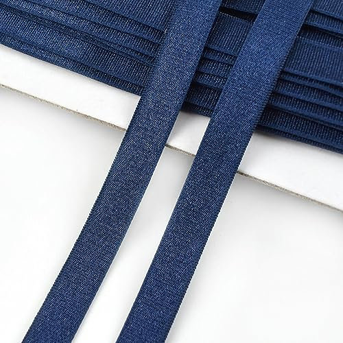 10/20/45M 12mm Bandas elásticas de piel suave para sujetador Costura Correa para el hombro Banda para el cabello Banda de ropa interior de goma Accesorios de ropa DIY-Azul marino-12mm-10Meters