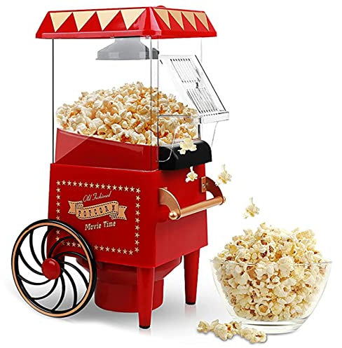 Kuuddker Machine à Pop-Corn, Machine à Pop-Corn à Air Chaud, Pop-Corn éLectrique de Table Vintage, Collation Saine et pour Domestique Prise EuropéEnne