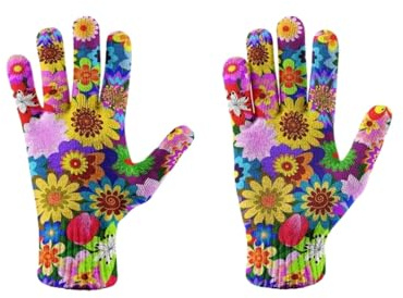 DELIGUO Thermo-Strickhandschuhe – Bunte Blumen-Strickhandschuhe, Warme Winter-Fahrradhandschuhe, Bedruckte Handschuhe, Winter-Touchscreen-Fäustlinge Für Herren Und Damen