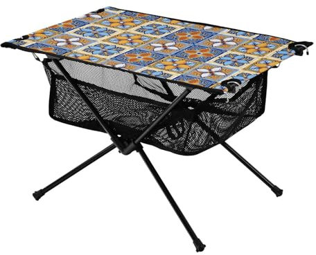 FRODOTGV Klappbarer Outdoor-Tisch aus italienischer Keramikfliese, kompakt, tragbar, mit Aufbewahrungstasche, Park, Garten, Strand, Reisen, verbesserter tragbarer Arbeitstisch