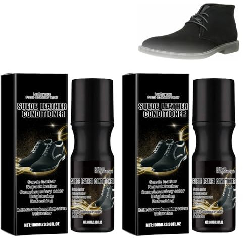 Suede Leather Care Wildlederpflege, Suede-Reparatur und -Schutzmittel, zum Nachfärben Aufhellen und Wiederherstellen von Wildlederschuhen, Möbeln und Handtaschen aus Wildleder, 2 Stück (Schwarz)