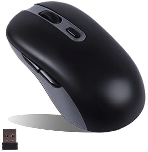 Souris sans fil, silencieuse, sans fil, Bluetooth, trimode avec 6 boutons, design ergonomique sans fil, 800-1200-1600 DPI réglable, pour tablette, PC, ordinateur portable, ordinateur portable (noir)
