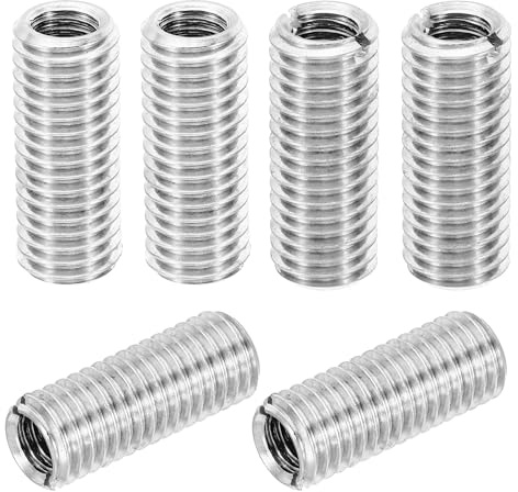 PATIKIL 6 Stück Gewinde Adapter Hülse Reduziere Mutter, M12xM8x30mm Männliche zu Weibliche Gewindeadapter Edelstahl Reduziermutter Gewindehülse Einschraubmutter Gewindeeinsatz, Silberton
