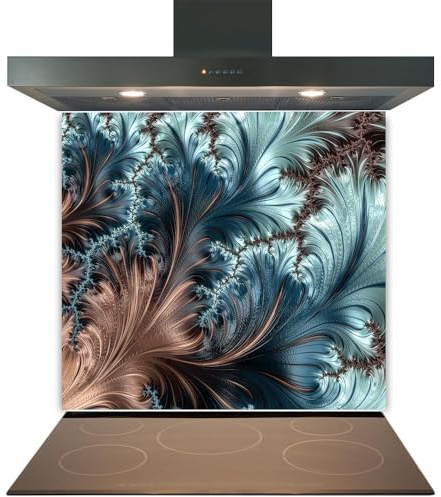 Glass Kitchen Splashback Panel – Design 2010, 60x65cm, 6mm Toughened Heat Resistant Tempered Glass Hob Backsplash with Polished Edges, Easy Clean Cooker Wall Protector for Modern Kitchen Cooker & Hob