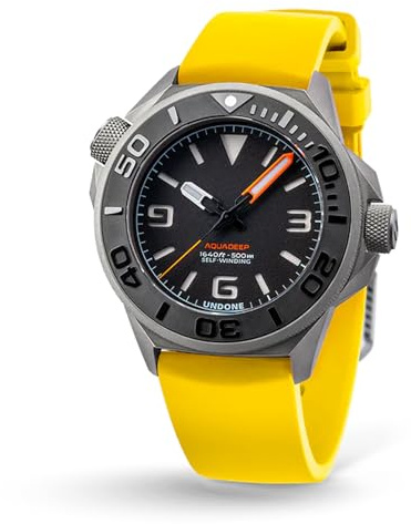 Undone Aquadeep Automatische Taucheruhr für Herren, 43 mm, 500 m wasserdicht, Armbanduhr für Taucher für Herren mit Gummiband