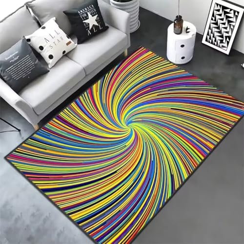QGYFRE Teppich Gross Teppichmatte Kinder Zimmer 300x400CM bodenmatte kinderzimmer Farbe Stilvoller und strapazierfähiger mit abstraktem Streifendesign