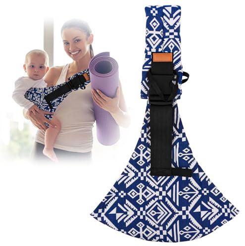 TNOMSNO Portable Echarpe de Portage Bebe, Porte Bebe Physiologique, Portage Bebe Porte Bebe, Porte-Bébé dès la Naissance pour Bébé de 0 à 36 Mois, Bambin Jusqu'à 15kg (BLUE)