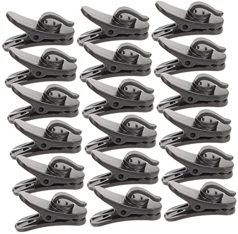 20 Pièces Clips pour Câble de Micro-cravate en Abs Noir | Pince Robuste, Usage pour Discours et Prise de Parole au Pupitre, Lot de 20