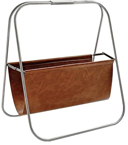 SENYAKI Zeitungsständer Metall Leder Zeitschriftenständer Bodenständer Ornament Handgefertigte Zeitungen Aufbewahrungshalter Eckregal for Badezimmer