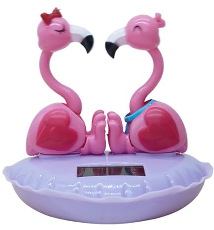 Solar Wobble Head Flamingo, Solar Wobble Head Flamingo Multifunktionell | Tecknad skrivbordsprydnad Liten Flamingo Wobble Head Figur för bilens instrumentbräda Skrivbord Hemmak