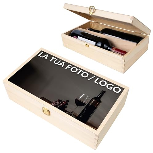 Creative Deco Personalisiert Geschenke Fotogeschenke Weinkiste Holzkiste | Dein Eigenes Foto und Bild Individuelles Geschenk | Geschenkkiste Geschenkbox | Für Frauen, Männer und Paar | Weinbox