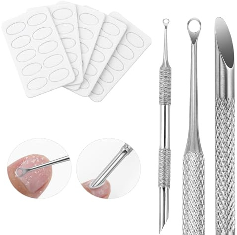 KACHIMOO Cuticle Pusher with 2 Ends,Pre-treatment Cuticle Pusher Cuticle Remover with Sandpaper Sheets,Nail Art Dead Skin Removing Manicure Tool (1 Cuticle Pusher+5 Sandpaper Sheets)