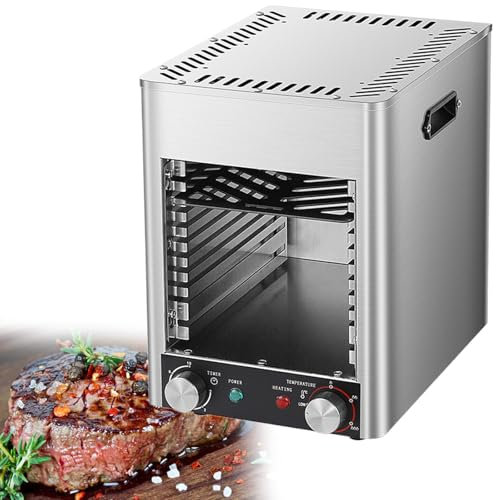 GESAIDES Griglia Elettrica per Bistecche, Grill Portatile, Griglia per Barbecue in Acciaio Inossidabile da 800℃ con Griglia Regolabile a 10 Livelli, Macchina per Cuocere Le Bistecche