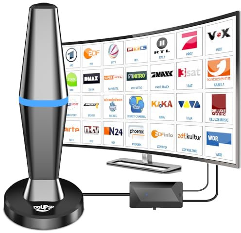 2025 DVBT2 Antenna, Indoor Antenna DVB-T & DVB-T2 Antennas with Amplifier, Long Range and 360° Reception, Indoor Antenna for TVs with Strong Magnetic Base, Suitable for 4K 1080p & All TVs